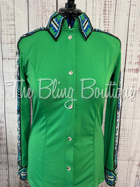Kiwi Green, Turquoise & Blue Day Shirt Set (Large)