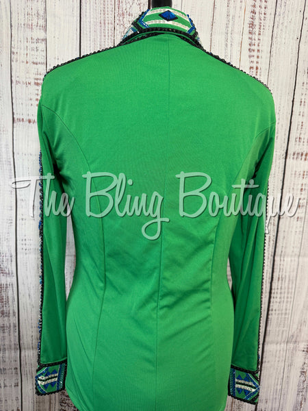 Kiwi Green, Turquoise & Blue Day Shirt Set (Large)