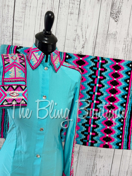 Aqua & Hot Pink Day Shirt Set (Small)