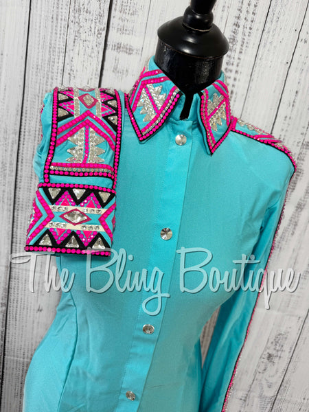 Aqua & Hot Pink Day Shirt Set (Small)