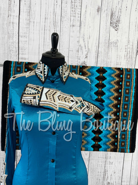 Dark Turquoise, Tan & Black Day Shirt Set (XL)