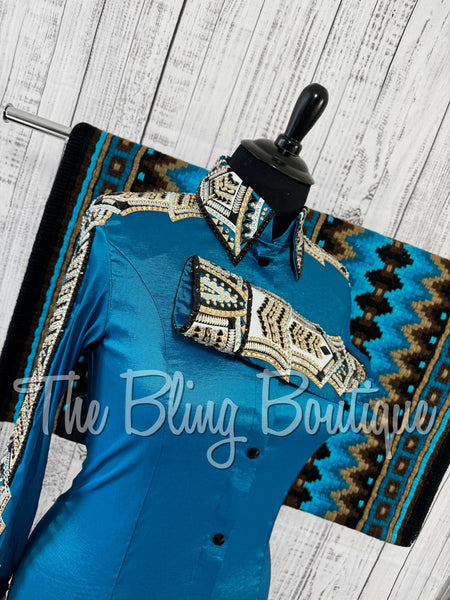 Dark Turquoise, Tan & Black Day Shirt Set (XL)