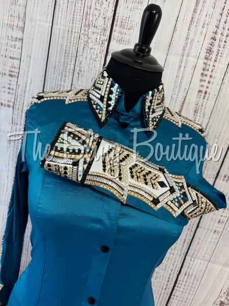 Dark Turquoise, Tan & Black Day Shirt Set (XL)