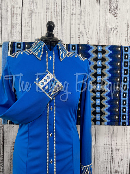 Shades Of Blue & Silver Day Shirt Set (L)