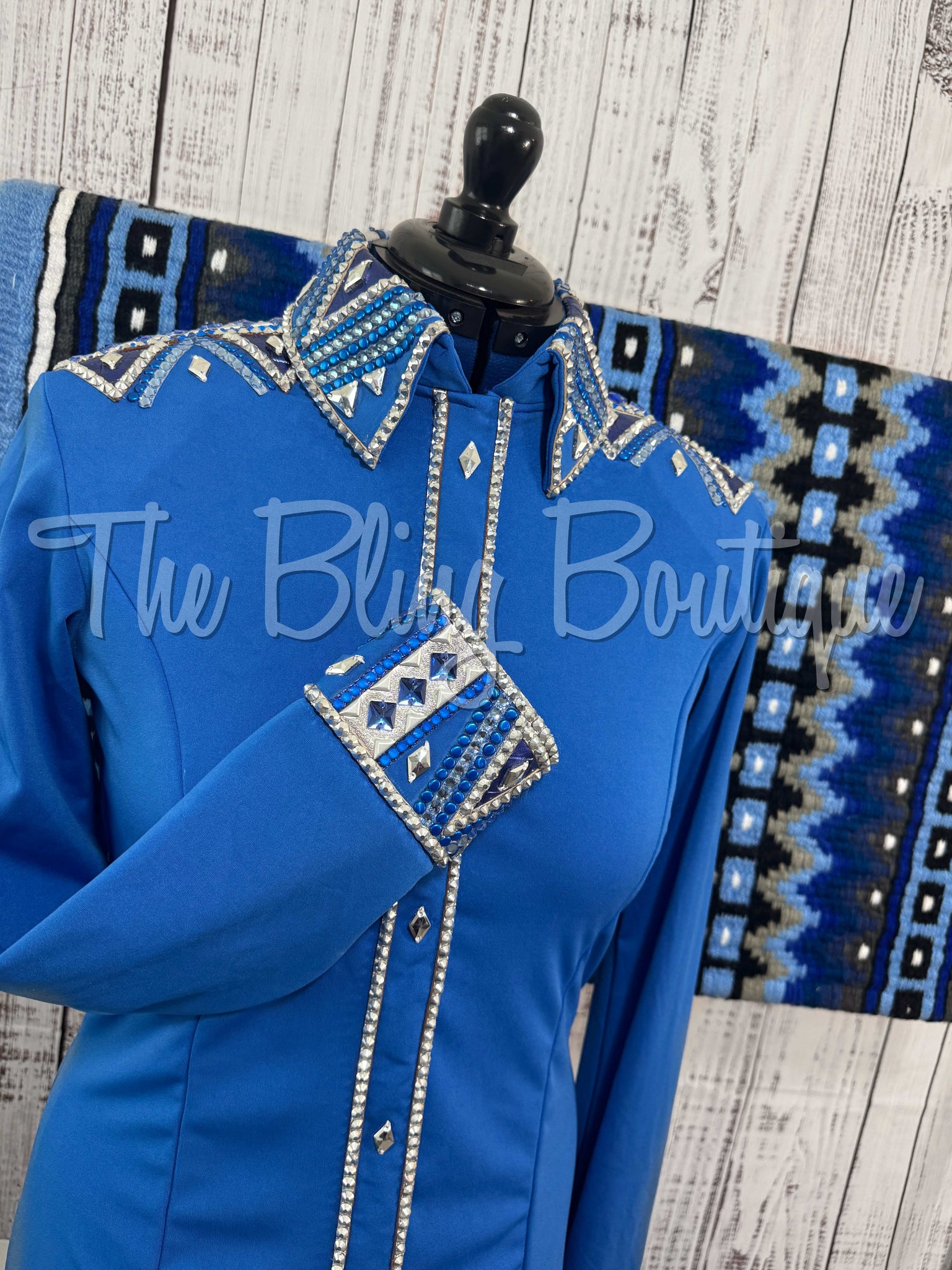 Shades Of Blue & Silver Day Shirt Set (L)