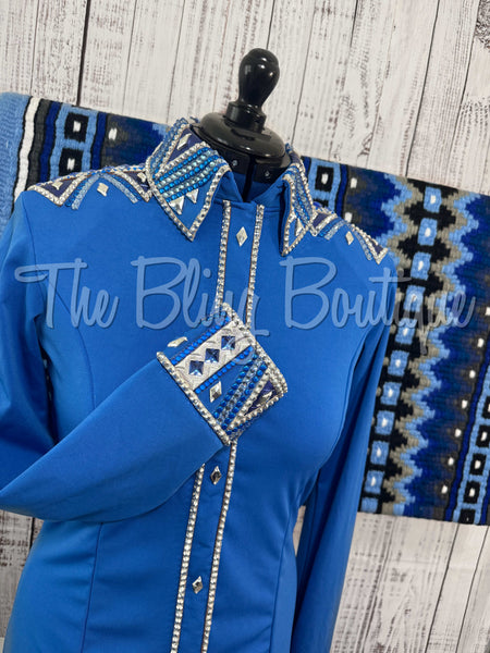 Shades Of Blue & Silver Day Shirt Set (L)