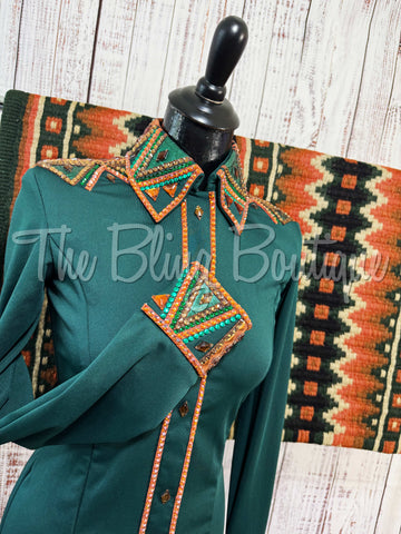 Hunter Green & Copper Day Shirt Set (S)