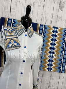 White, Periwinkle, Navy & Tan Day Shirt Set (XS/S)