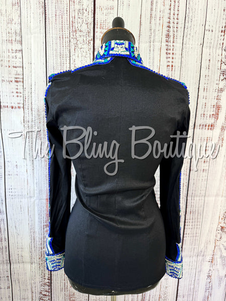 Black, Royal Blue, Turquoise & White Day Shirt Set (Small)