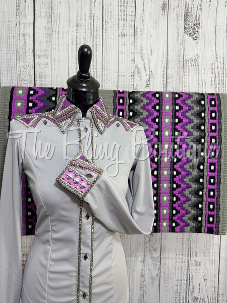 Light Grey, Berry & Purple Day Shirt Set (S)