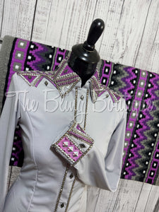 Light Grey, Berry & Purple Day Shirt Set (S)