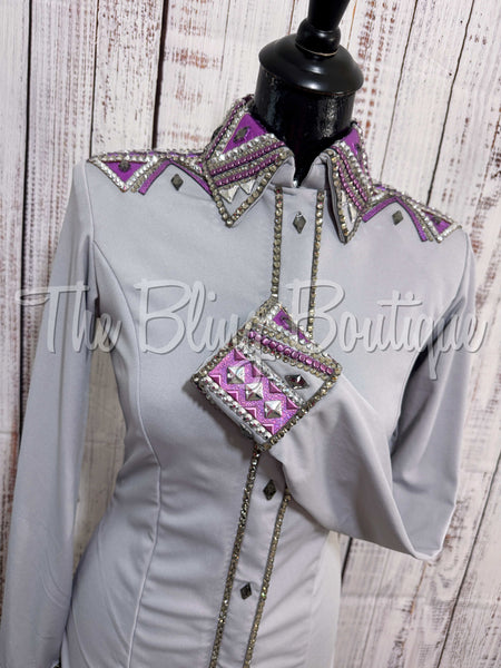 Light Grey, Berry & Purple Day Shirt Set (S)