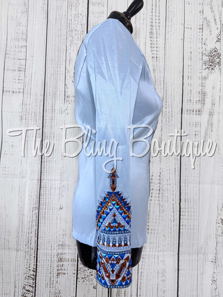 RE-ORDER Ice Blue, Periwinkle & Copper Day Shirt Set (Choose Your Size)