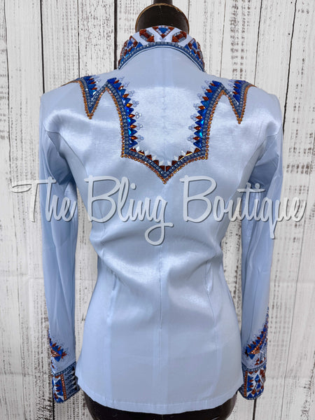 RE-ORDER Ice Blue, Periwinkle & Copper Day Shirt Set (Choose Your Size)