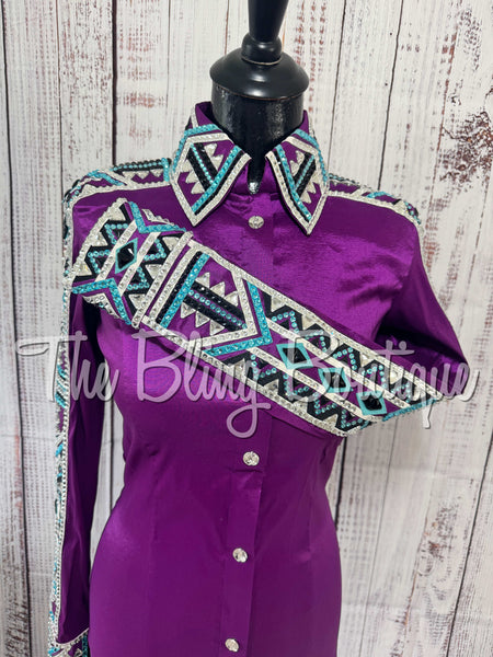 RE-ORDER Grape, Turquoise, Black & White Day Shirt Set (Choose Your Size)