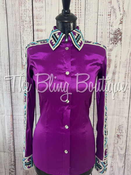 RE-ORDER Grape, Turquoise, Black & White Day Shirt Set (Choose Your Size)
