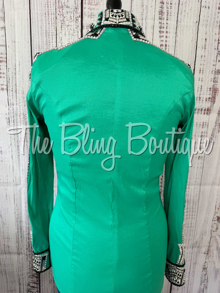 Kelly Green, Silver, Black & White Day Shirt Set (Medium)