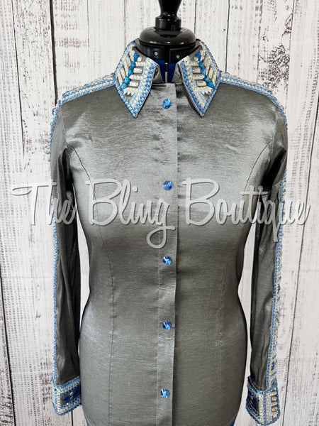 Grey & Shades Of Blue Day Shirt Set (Medium)
