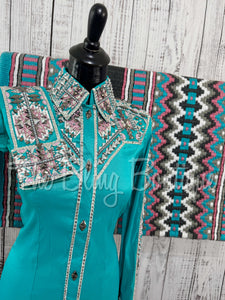 Teal, Pink & Grey Day Shirt Set (S)