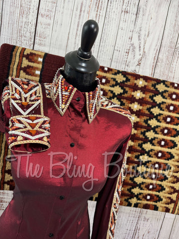 Burgundy, Tan & Copper Day Shirt Set (XS/S)