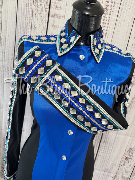 Royal Blue, Turquoise & Black Day Shirt Set (Small)