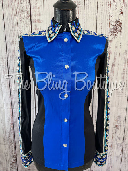 Royal Blue, Turquoise & Black Day Shirt Set (Small)