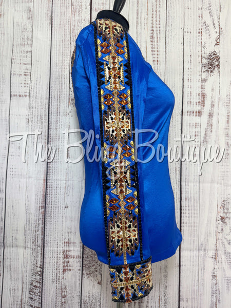 Royal Blue, Copper, Tan, Brown & Black Aztec Day Shirt Set (XL)