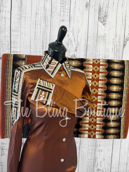 Rust, Tan, Black & White Day Shirt Set (XS/S)