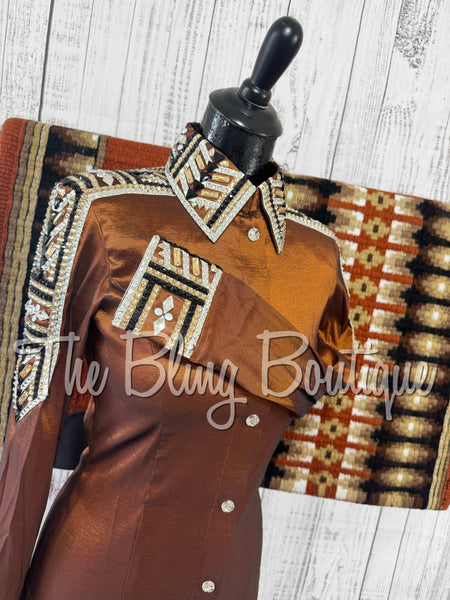 Rust, Tan, Black & White Day Shirt Set (XS/S)