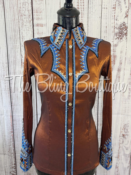 RE-ORDER Rust, Periwinkle, Blue & Tan Day Shirt Set (Choose Your Size)