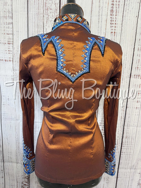 RE-ORDER Rust, Periwinkle, Blue & Tan Day Shirt Set (Choose Your Size)