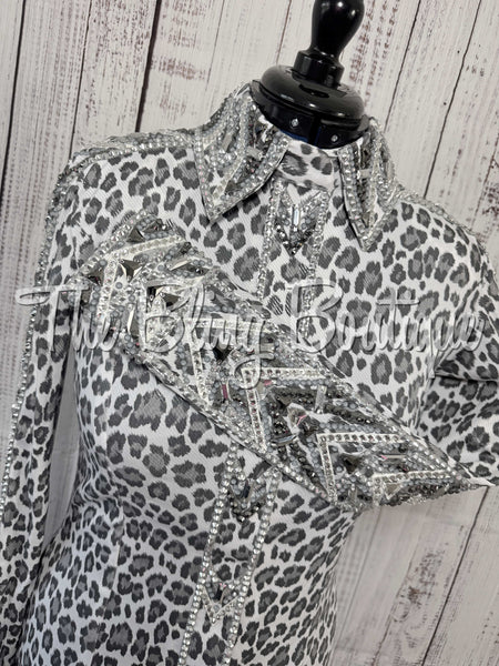 Grey & White Leopard Print Day Shirt Set (Small)