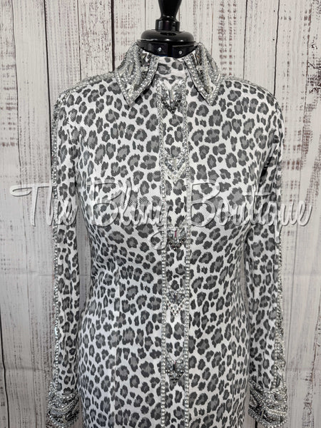 Grey & White Leopard Print Day Shirt Set (Small)