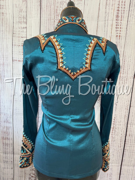 RE-ORDER Ocean Teal, Rust, Black & Tan Day Shirt Set (Choose Your Size)