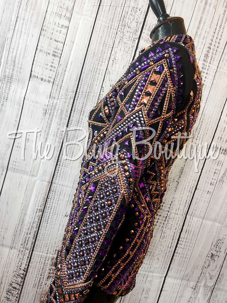 Black, Purple, Rose Gold & Copper Showmanship Jacket (XL)