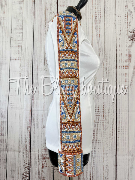 RE-ORDER White, Copper, Blue & Tan Day Shirt Set (Choose Your Size)