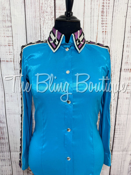 Dark Turquoise, Berry, White & Black Day Shirt Set (2XL)