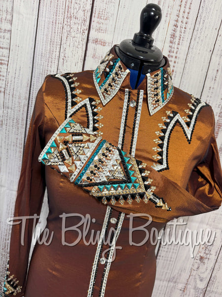 RE-ORDER Rust, Teal, Tan & Black Day Shirt Set (Choose Your Size)