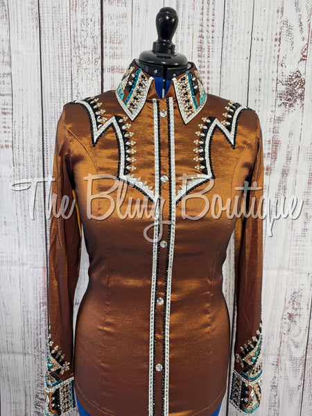 RE-ORDER Rust, Teal, Tan & Black Day Shirt Set (Choose Your Size)