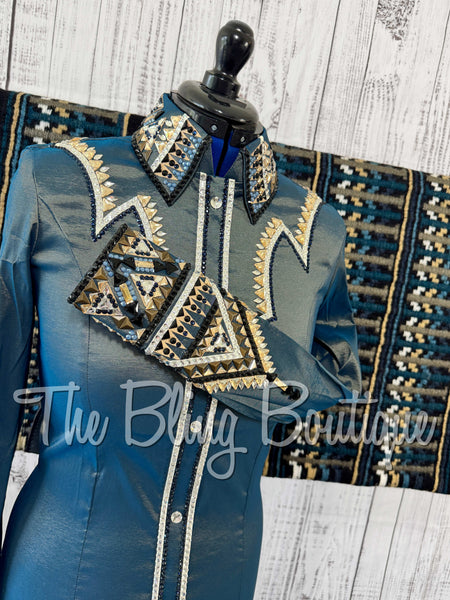 RE-ORDER Smokey Blue, Navy, Bronze, Tan, White & Black Day Shirt Set (Choose Your Size)