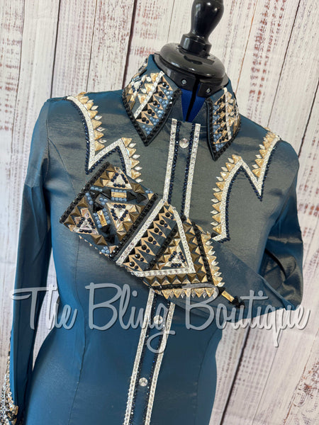 RE-ORDER Smokey Blue, Navy, Bronze, Tan, White & Black Day Shirt Set (Choose Your Size)