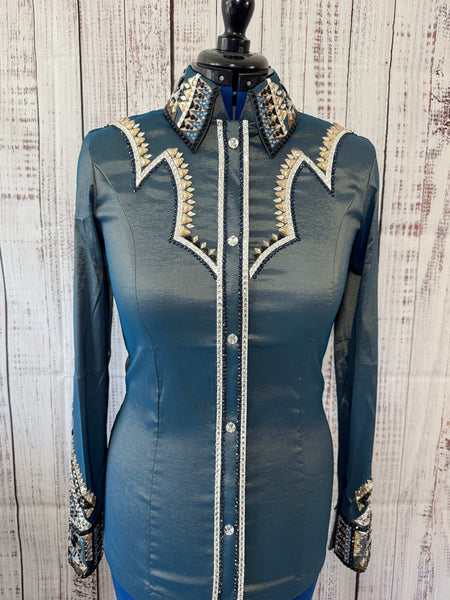 RE-ORDER Smokey Blue, Navy, Bronze, Tan, White & Black Day Shirt Set (Choose Your Size)