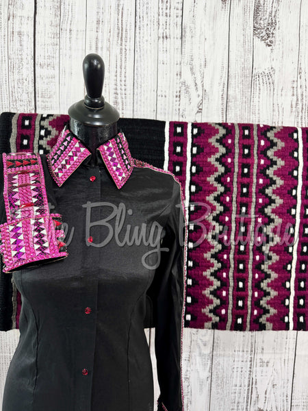 Black, Fuchsia & Raspberry Day Shirt Set (S)