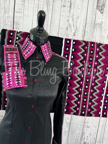 Black, Fuchsia & Raspberry Day Shirt Set (S)