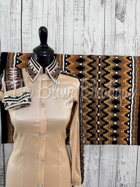 Champagne, Black & Rose Gold Day Shirt Set (S)