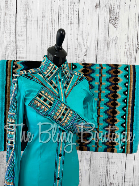 RE-ORDER Teal, Blue, Buckskin, Tan & Black Day Shirt Set (Choose Your Size)