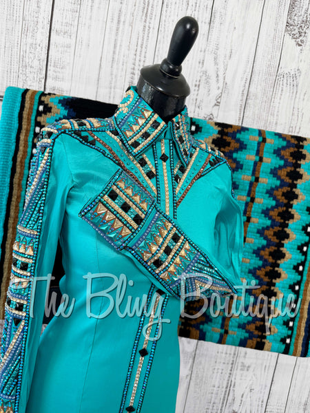 RE-ORDER Teal, Blue, Buckskin, Tan & Black Day Shirt Set (Choose Your Size)