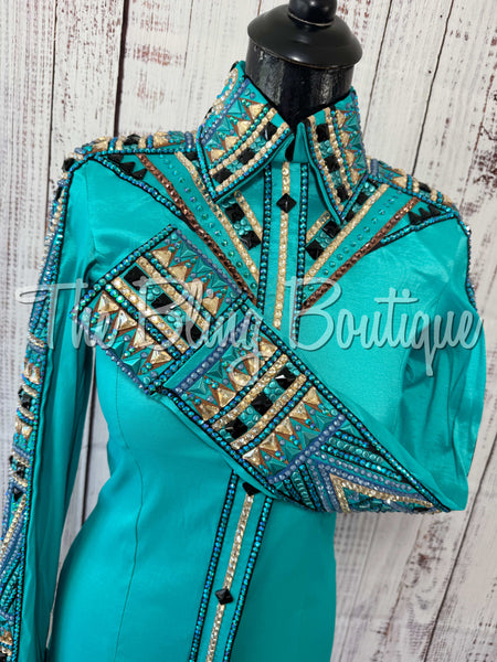 RE-ORDER Teal, Blue, Buckskin, Tan & Black Day Shirt Set (Choose Your Size)