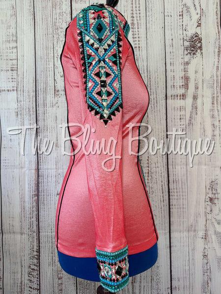 RE-ORDER Coral, Teal, Black & White Day Shirt Set (Choose Your Size)
