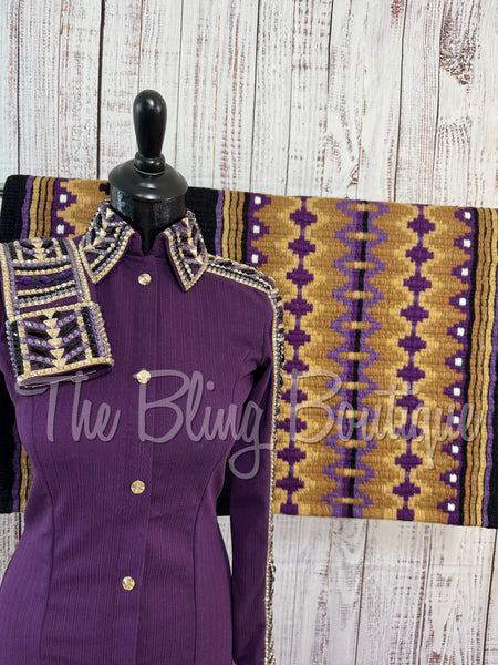 Dark Purple, Tan & Black Day Shirt Set (S)